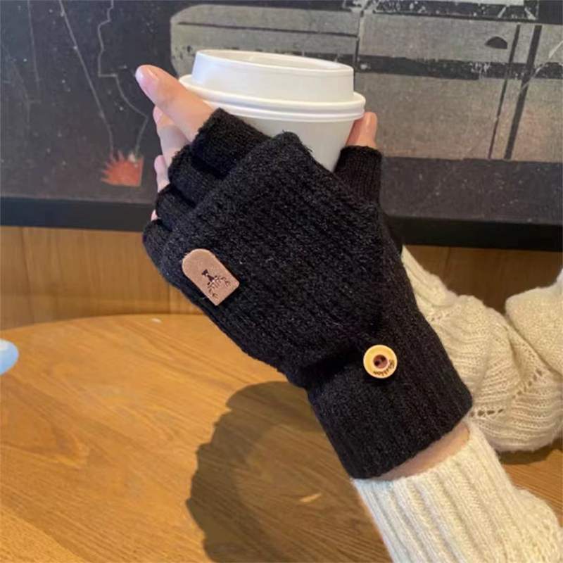 Street Fashion Gloves - Knitted Fingerless Gloves Winter Thicken Warm