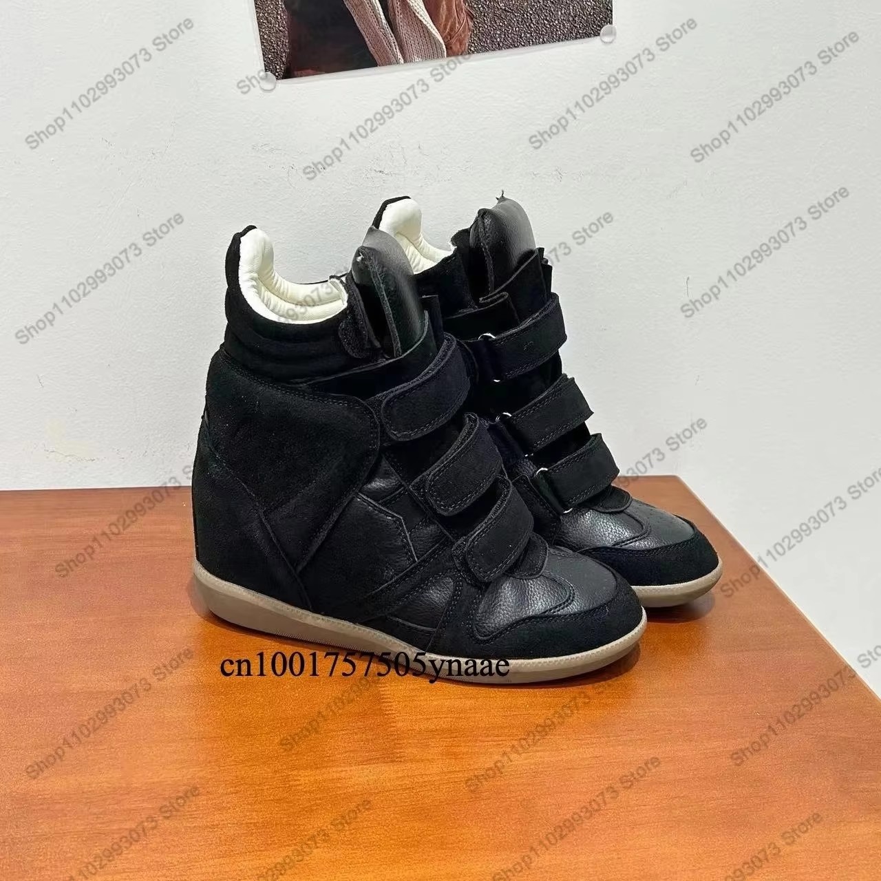 Street Fashion Ladies - Women Hidden Wedge Heel High‑Top Sneakers