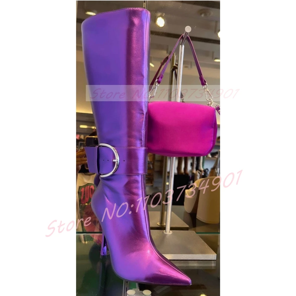 Belt Buckle Ankle Strap Purple - Street Fashion Ladies 评论和价格