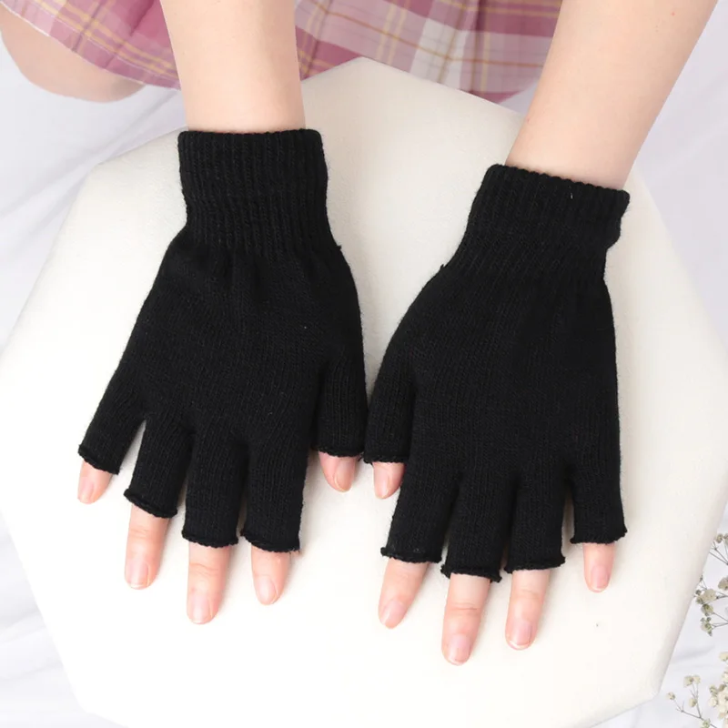 Unisex Black Half Finger Finge - Street Fashion Gloves 评论和价格