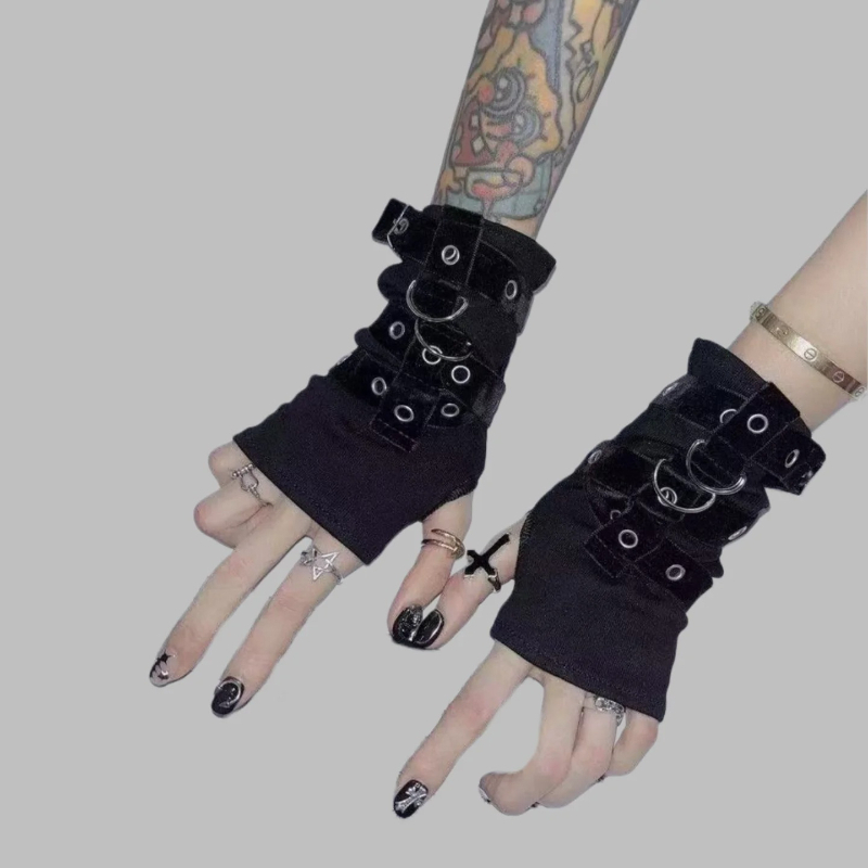 Y2K Personalized Buckle Punk S - Street Fashion Gloves 评论和价格