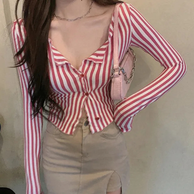 MEXZT Vintage Striped Shirts W - Street Fashion In Korea 评论和价格