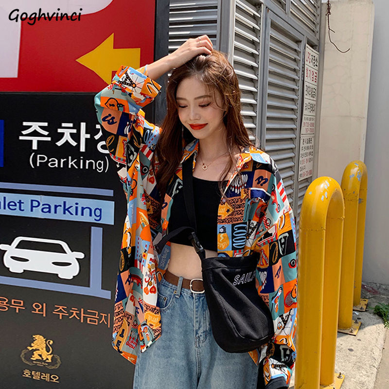 Shirts Women Spring Printed Th - Korean Street Fashion Female 评论和价格