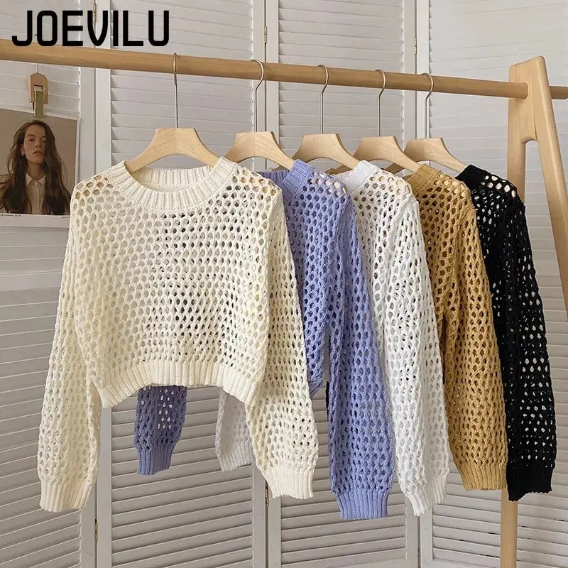 Hollow Out Knit Crop Top Women - Street Fashion In Korea 评论和价格