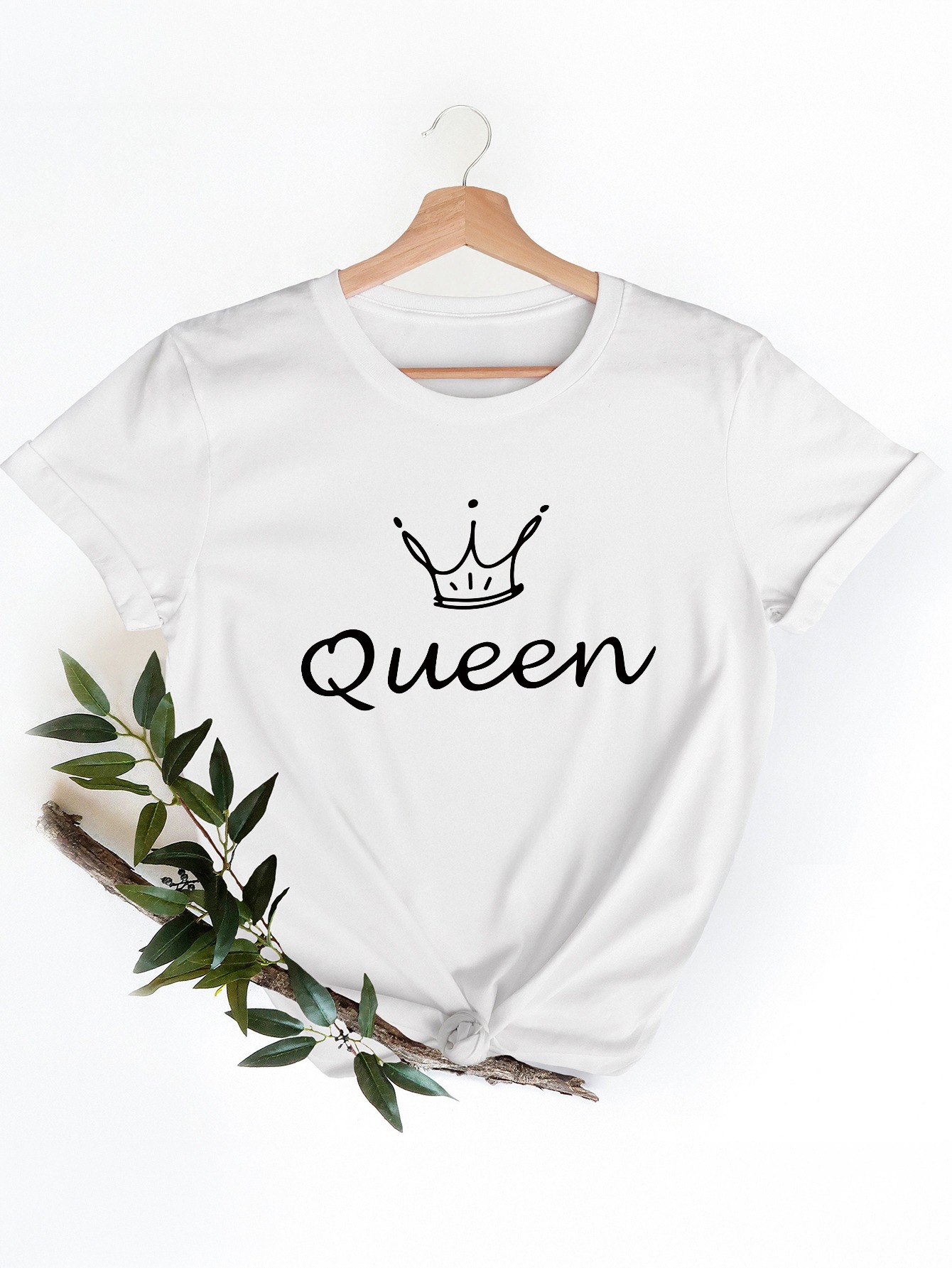 Women'S White T-Shirt Featurin - Queen Street Fashion 评论和价格