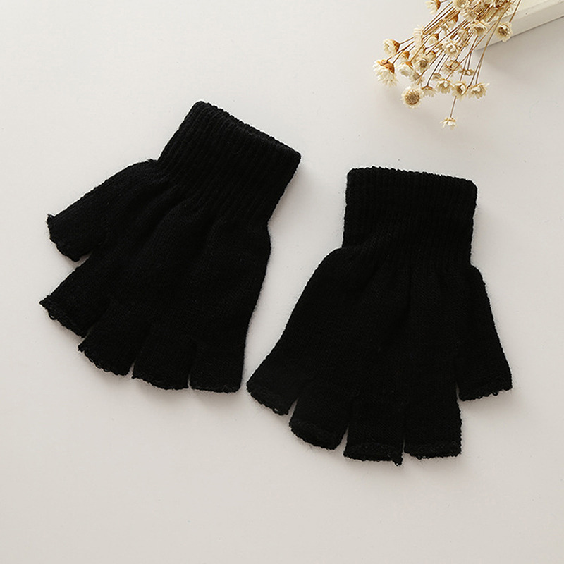 1Pair Unisex Black Half Finger - Street Fashion Gloves 评论和价格