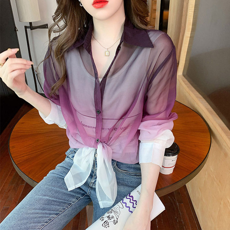 Fashion Gradient Color Chiffon - Street Fashion In Korea 评论和价格
