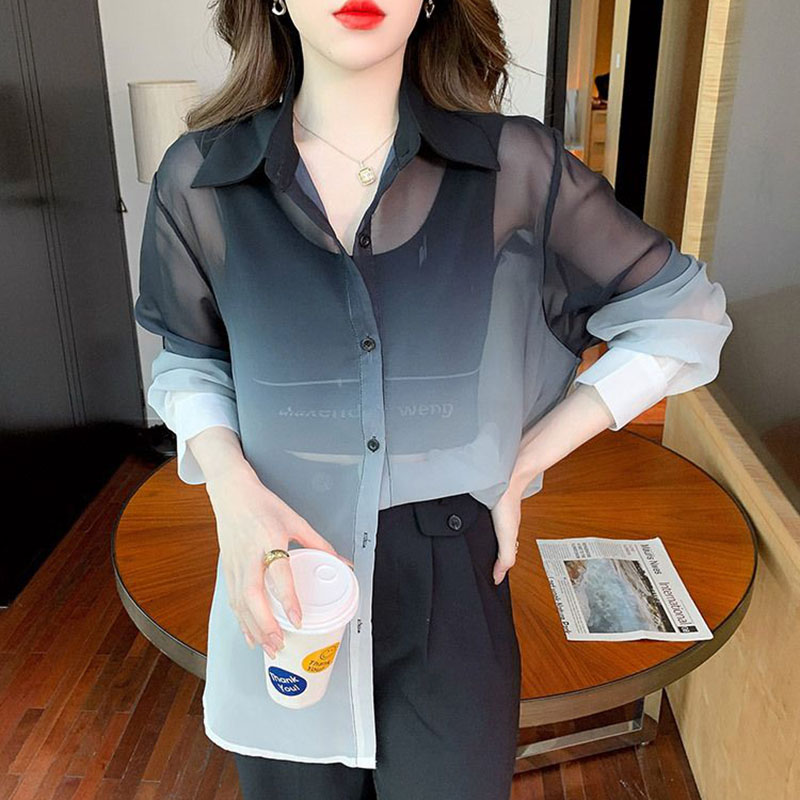 Fashion Gradient Color Chiffon - Street Fashion In Korea 评论和价格