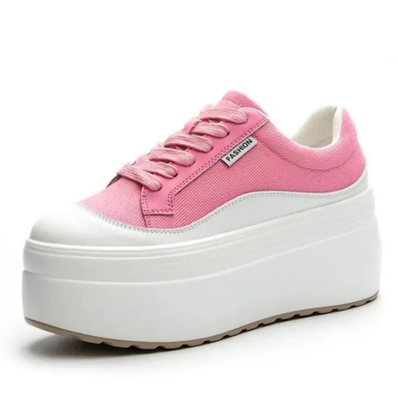 8cm New Canvas Genuine Leather - Street Fashion Ladies 评论和价格