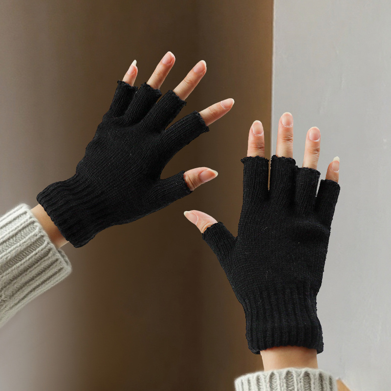 Wool Half-Finger Gloves for Wo - Street Fashion Gloves 评论和价格