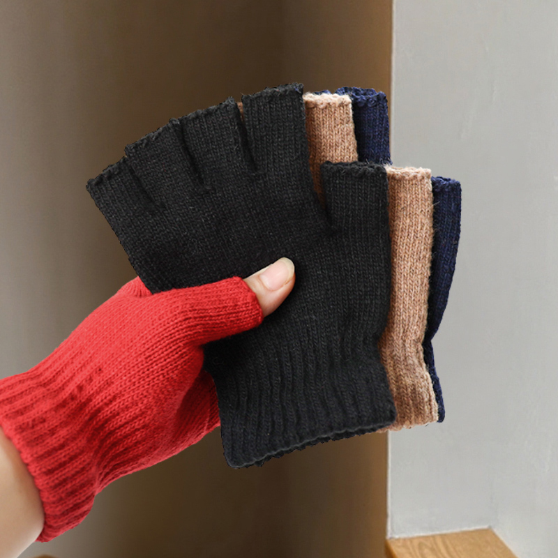 Wool Half-Finger Gloves for Wo - Street Fashion Gloves 评论和价格