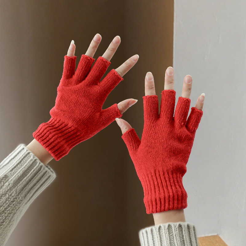Wool Half-Finger Gloves for Wo - Street Fashion Gloves 评论和价格