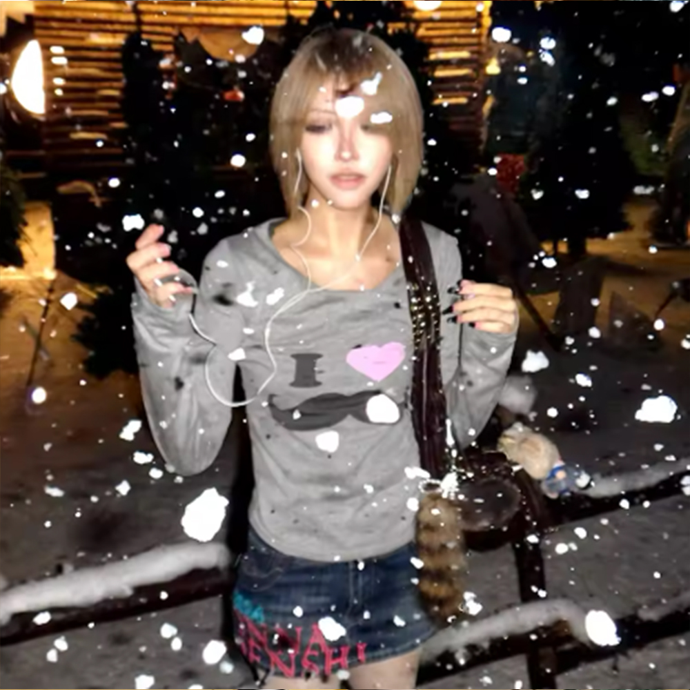 Japanese Y2K Beard Print T-Shi - Street Fashion In Japan 评论和价格