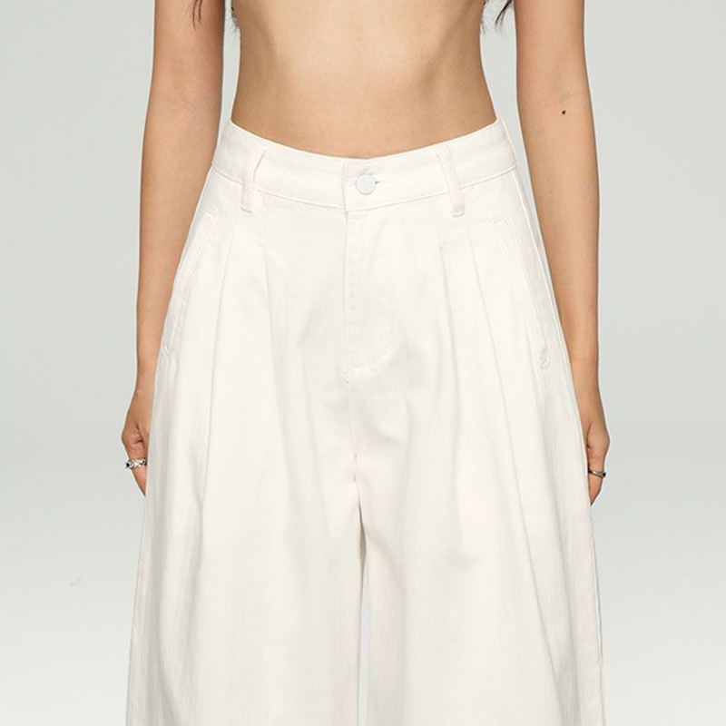Korean White Loose Straight Le - Korean Street Fashion Female 评论和价格