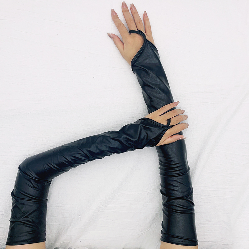Lacquer Leather Hook Finger Lo - Street Fashion Gloves 评论和价格