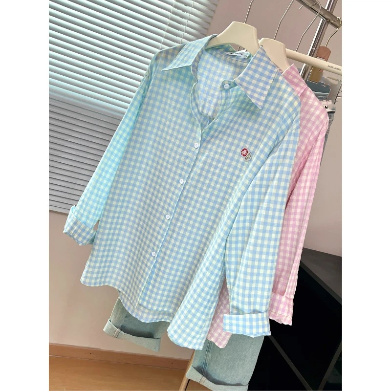 Embroidery Flower Plaid Design - Street Fashion In Korea 评论和价格