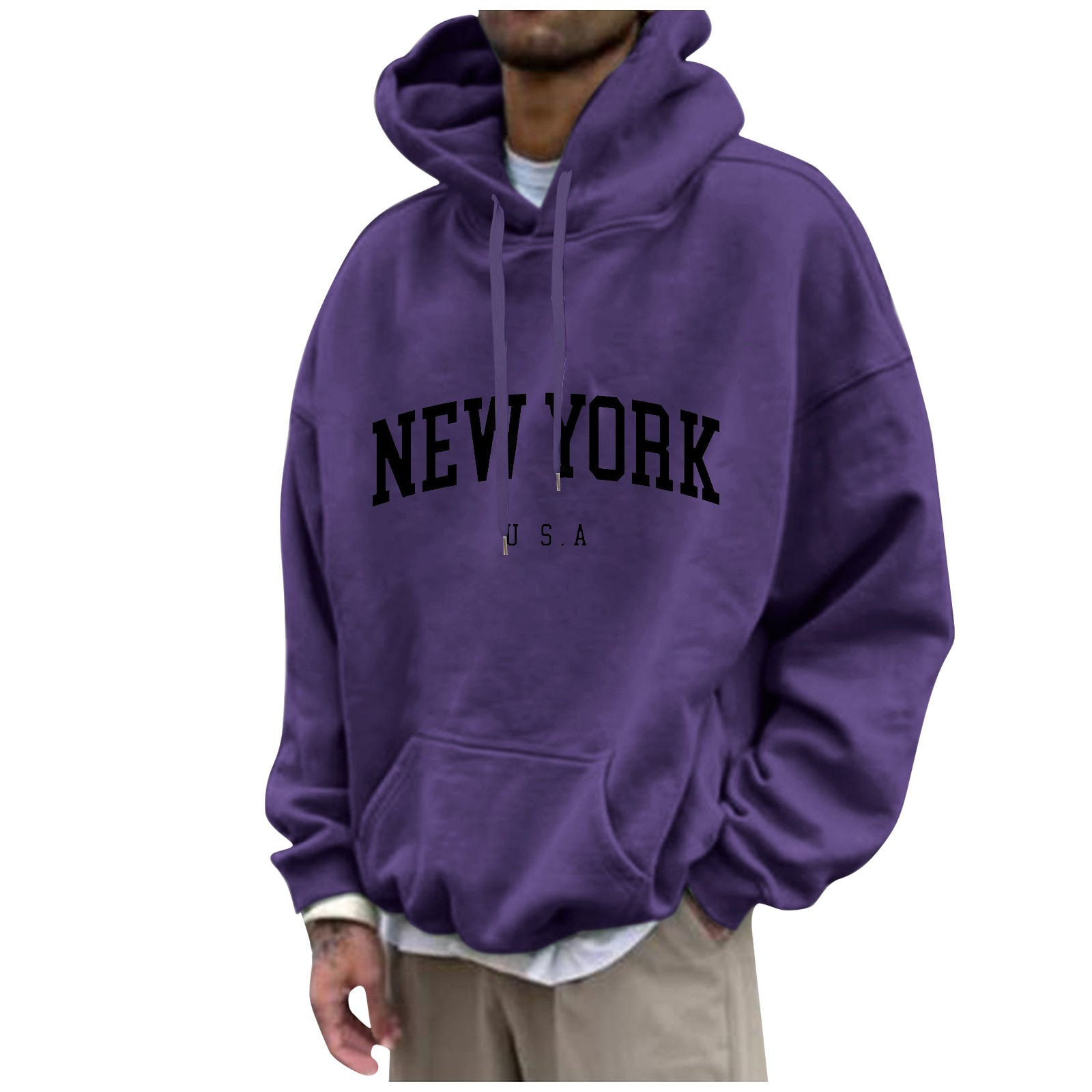 New York Print Mens Hoodies Fa - High Street Fashion New York 评论和价格