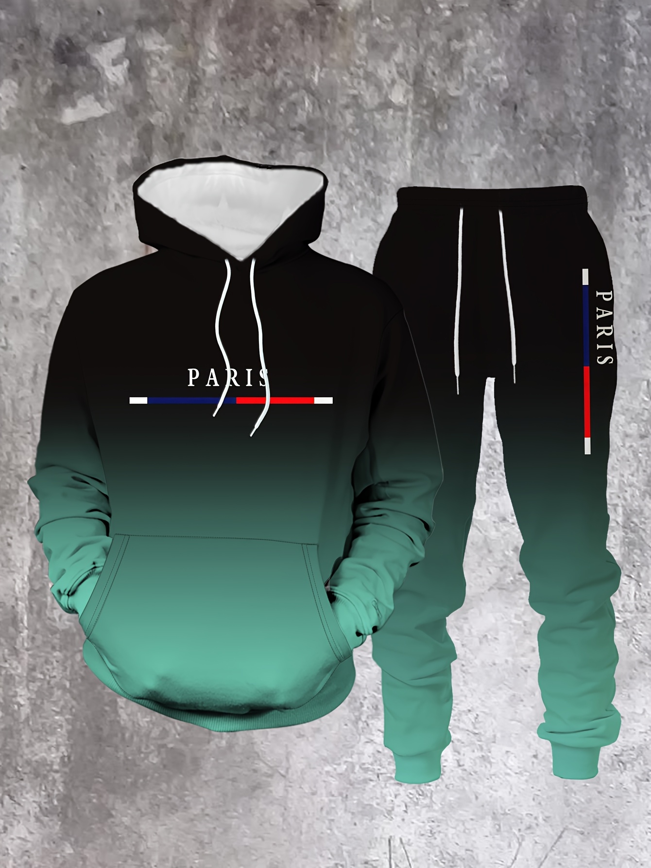 Gradient Color Paris Tracksuit - Street Fashion Outfit For Men 评论和价格