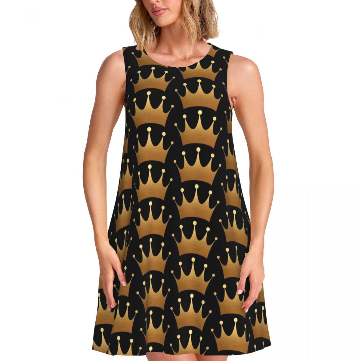 Queen Print Dress Gold Crown P - Queen Street Fashion 评论和价格
