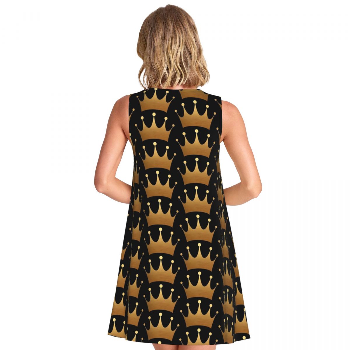 Queen Print Dress Gold Crown P - Queen Street Fashion 评论和价格