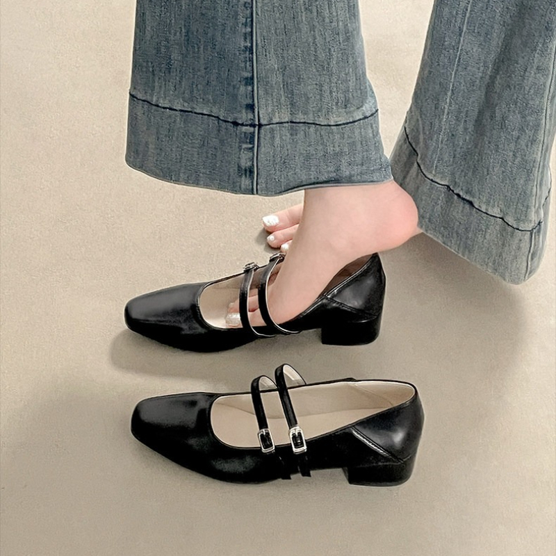 Square Toe Low Heel Women Silv - Street Fashion Ladies 评论和价格