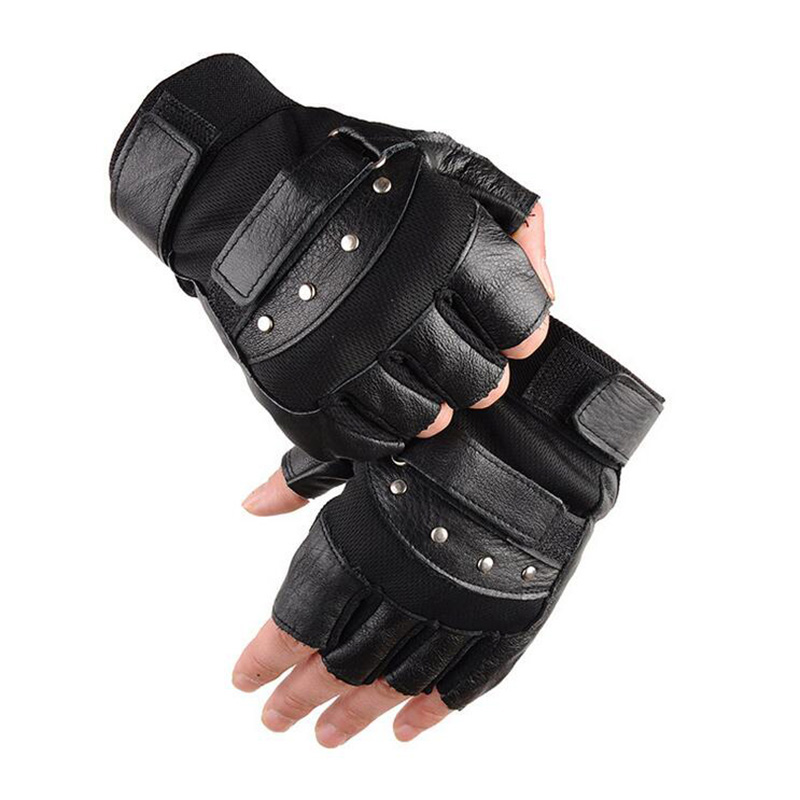 Men's Half Finger Leather Fitn - Street Fashion Gloves 评论和价格