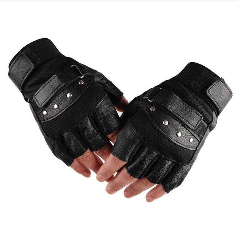 Men's Half Finger Leather Fitn - Street Fashion Gloves 评论和价格
