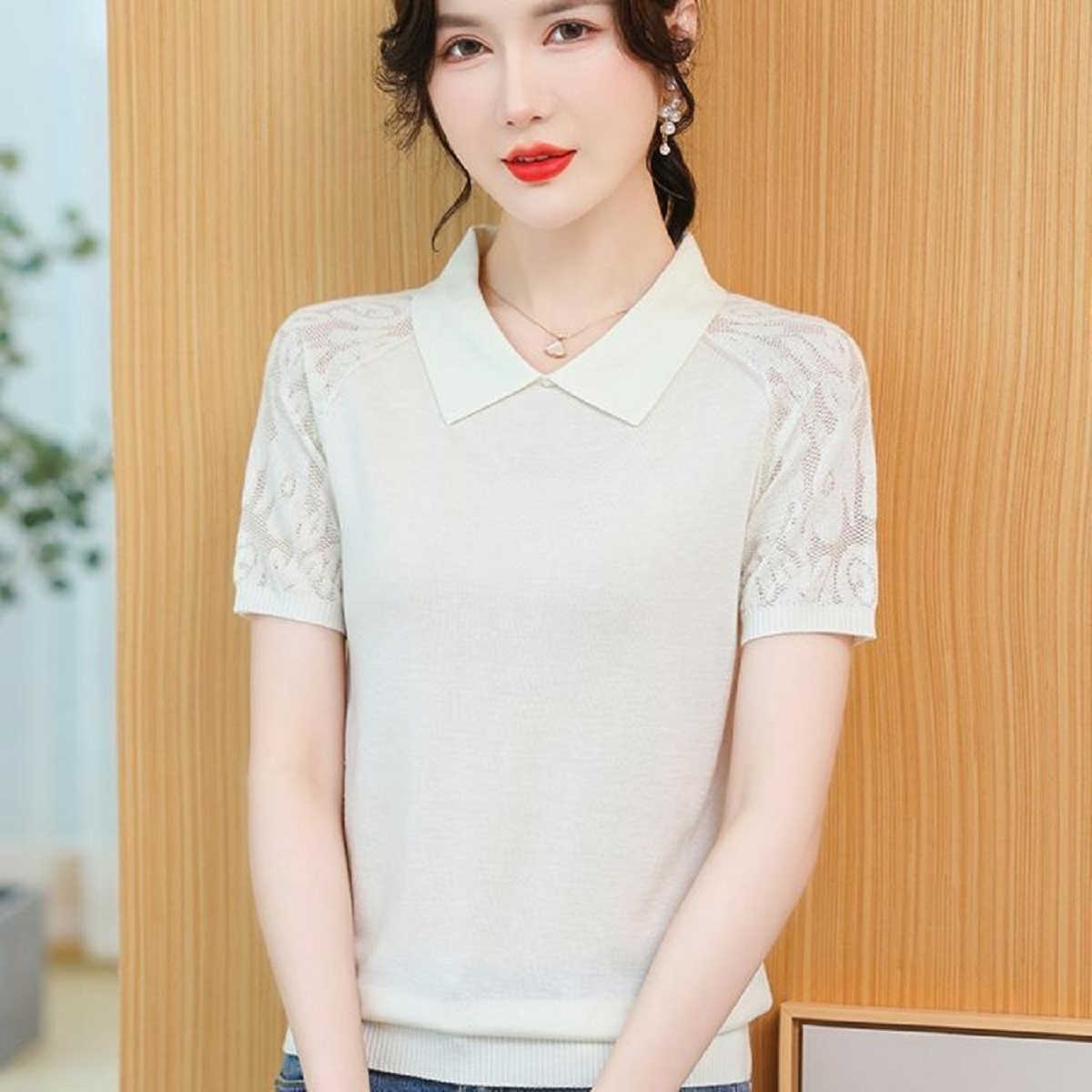 Women Summer Sweater Polo Neck - Korean Street Fashion Female 评论和价格