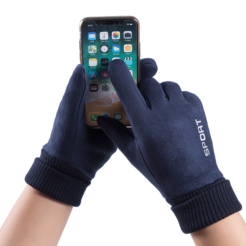 Men Winter Suede Leather Plush - Street Fashion Gloves 评论和价格
