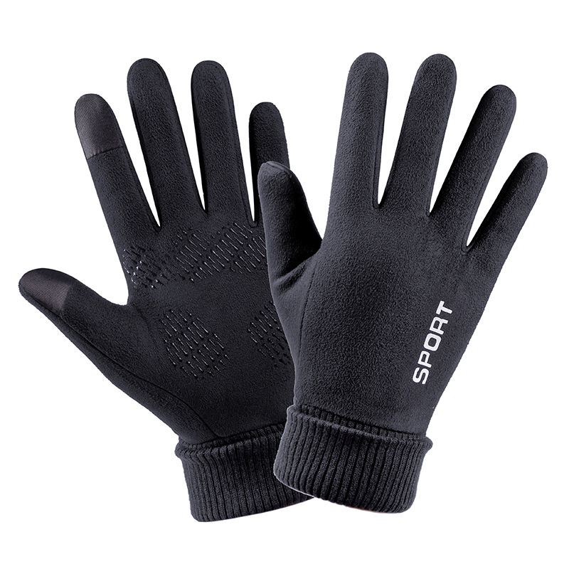 Men Winter Suede Leather Plush - Street Fashion Gloves 评论和价格