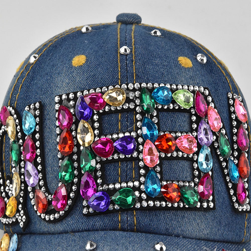 Queen Rhinestone Denim Basebal - Queen Street Fashion 评论和价格