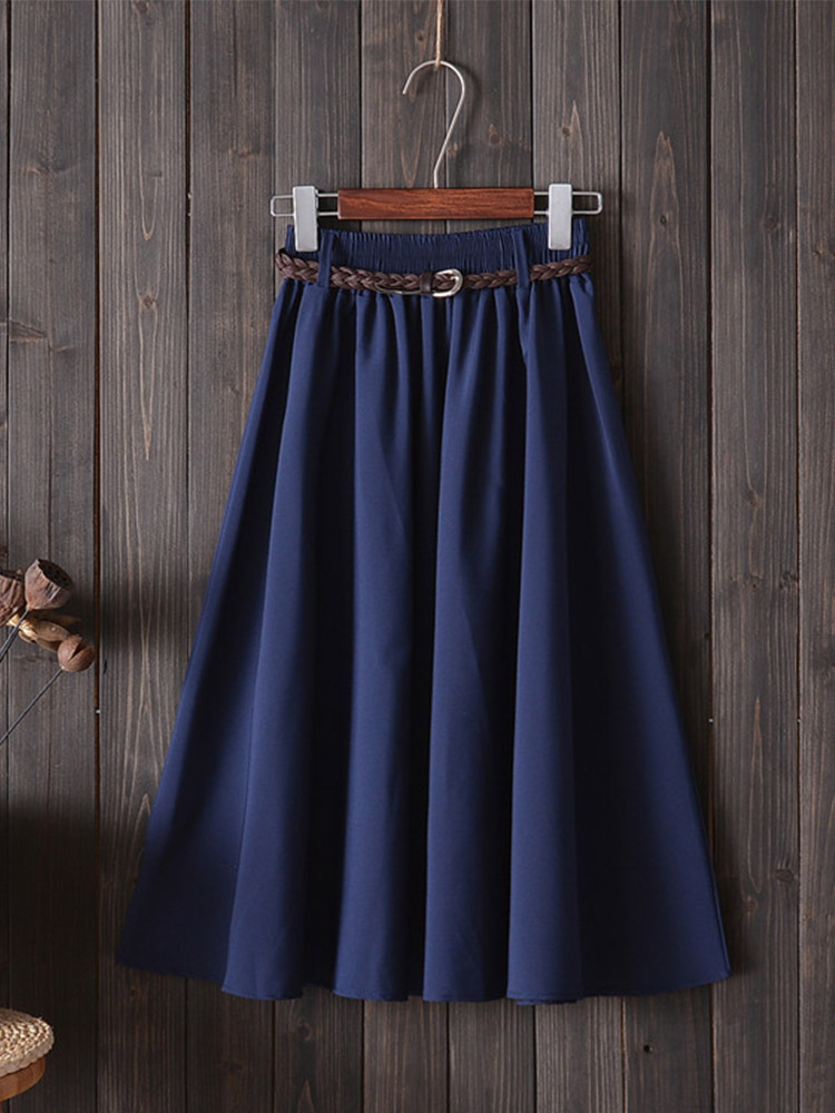 Midi Knee Length Summer Skirt  - Korean Street Fashion Female 评论和价格