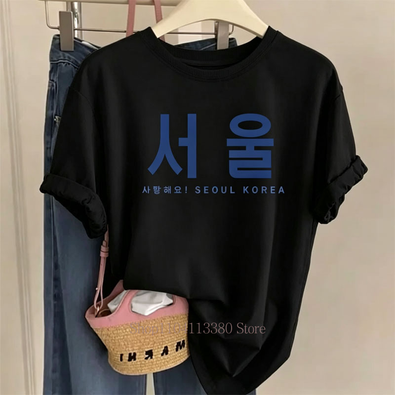 Seoul Korea Graphic Print T-sh - Street Fashion Seoul 评论和价格
