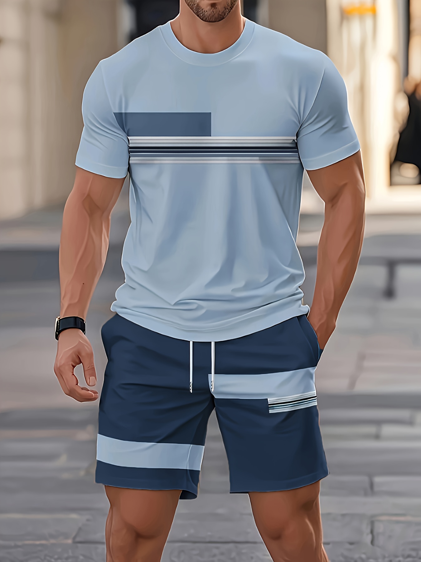 Summer Men's Sets Casual O-nec - Street Fashion Outfit For Men 评论和价格